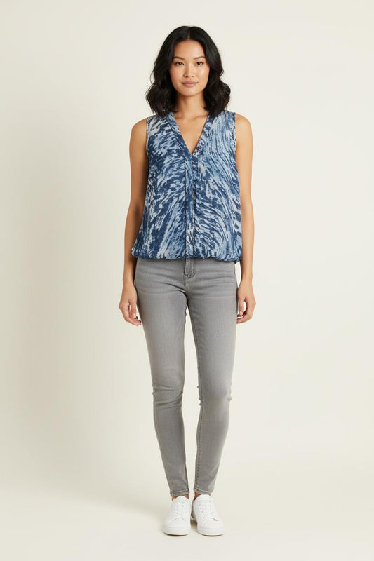 Blouse Sans Manches Bleue - Taille S/36