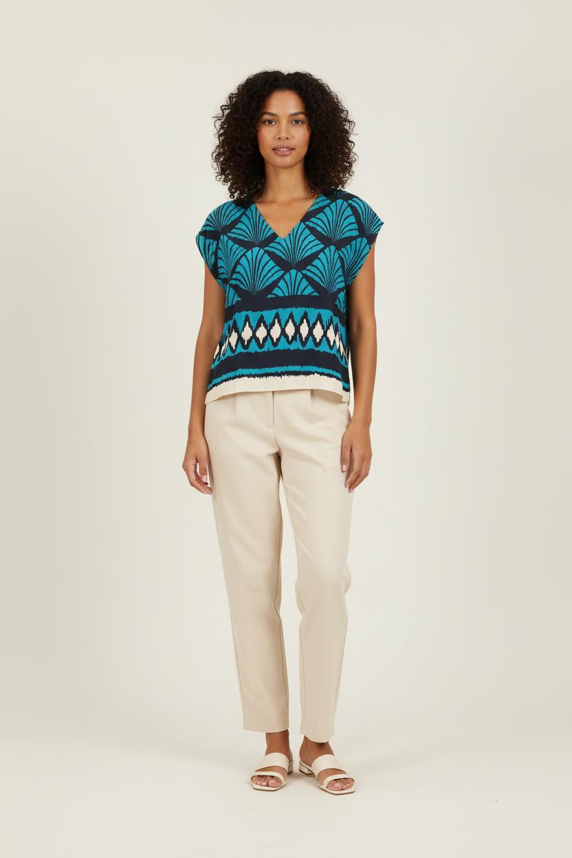 Blouse Bleue et Blanche - Taille S/36