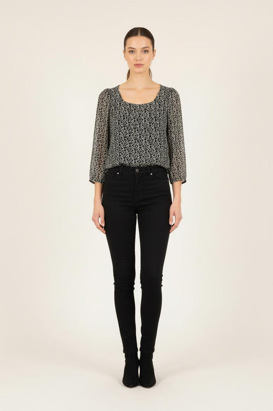 Blouse Noire et Blanche - Taille S/36