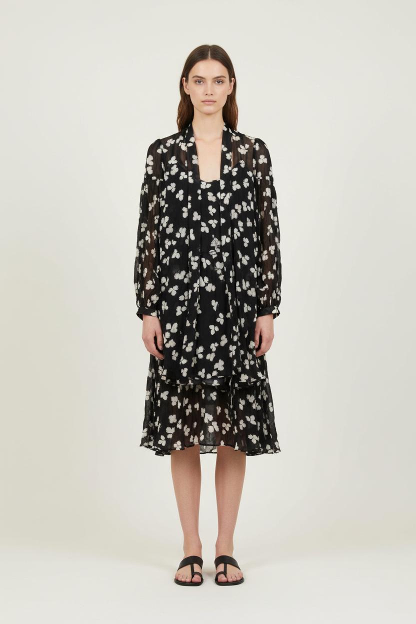 Robe Midi Noire et Blanche - Taille S/36