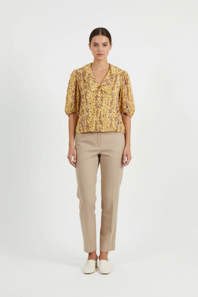 Blouse Jaune et Bordeaux - Taille L/40