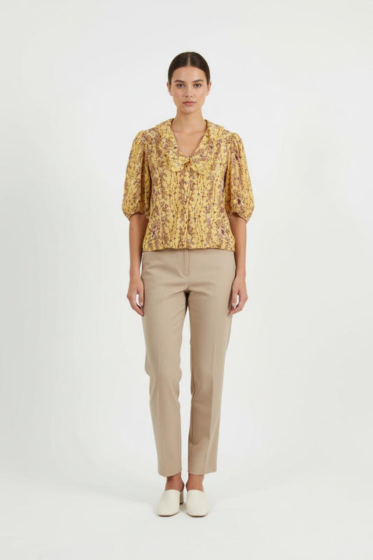 Blouse Jaune et Bordeaux - Taille L/40