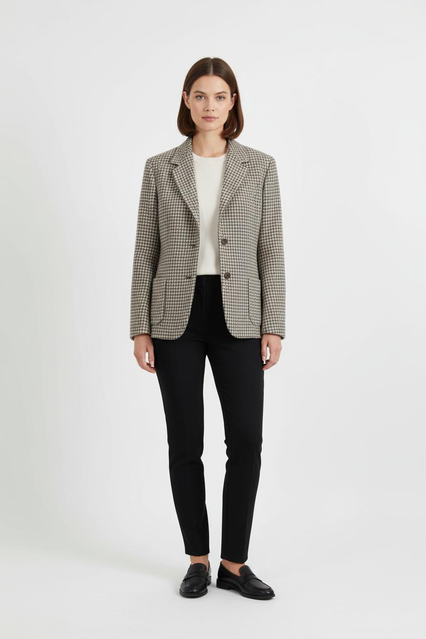 Blazer Pied-de-poule Gris et Beige - Taille M/38