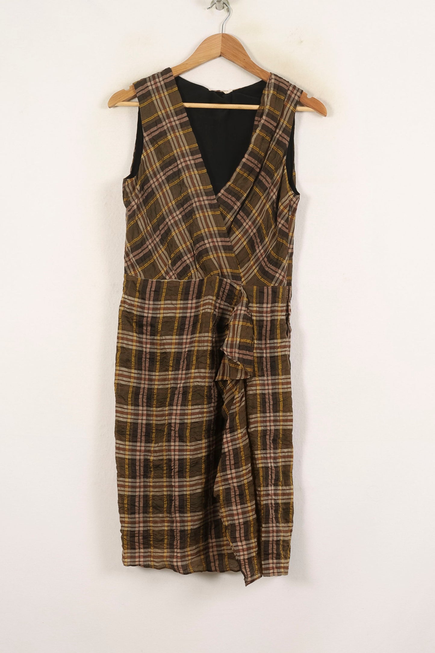 Robe Croisée Marron à Carreaux - Taille S/36