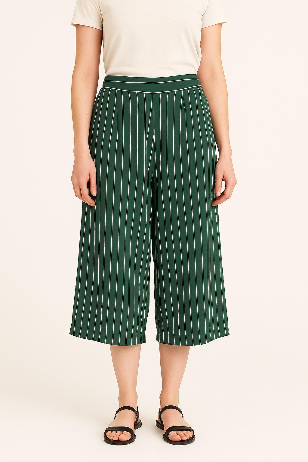 Pantalon Large Vert et Blanc - Taille M/38