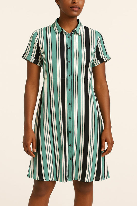 Robe Chemise Noire et Verte - Taille M/38