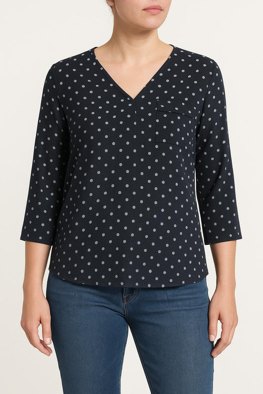 Blouse Bleu à Pois Blancs - Taille M/38