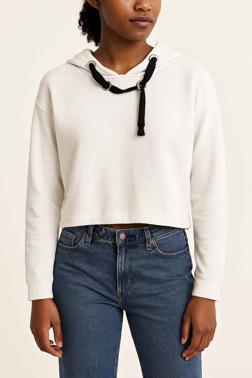 Sweat à Capuche Blanc et Noir - Taille S/36