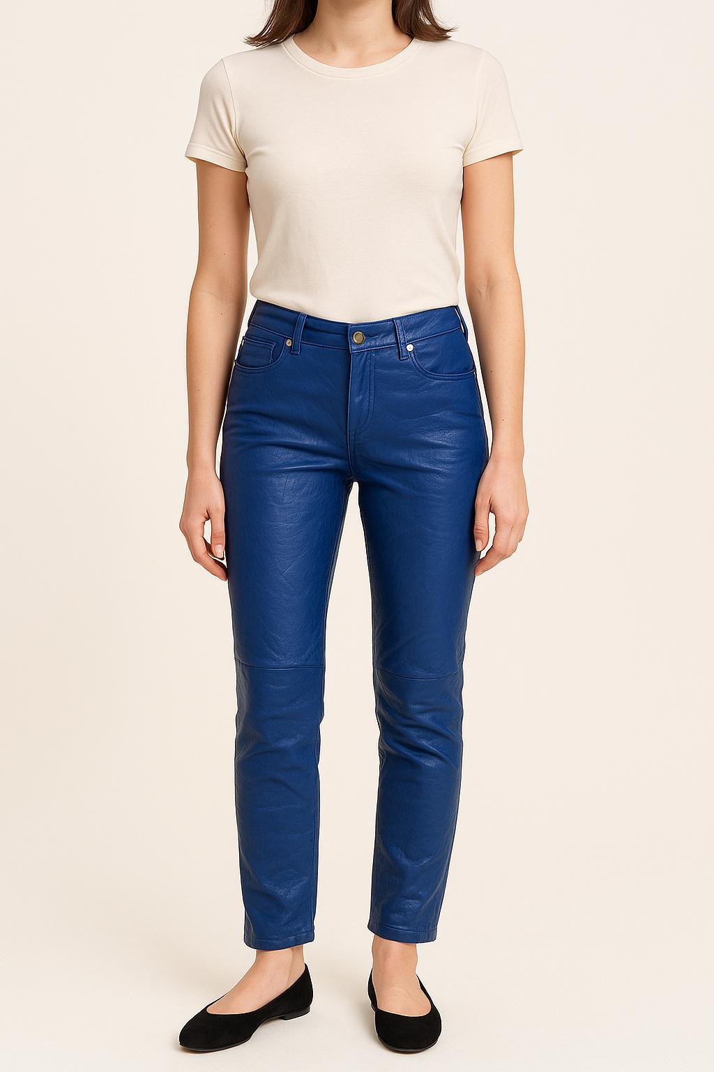 Pantalon Cuir Bleu - Taille S/36