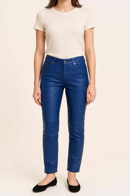 Pantalon Cuir Bleu - Taille S/36