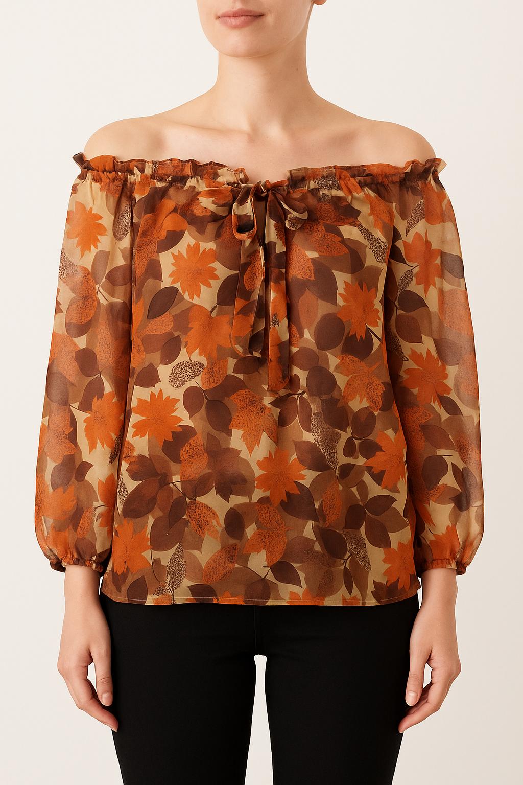 Blouse Orange et Marron - Taille M/38