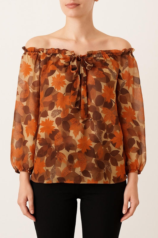 Blouse Orange et Marron - Taille M/38