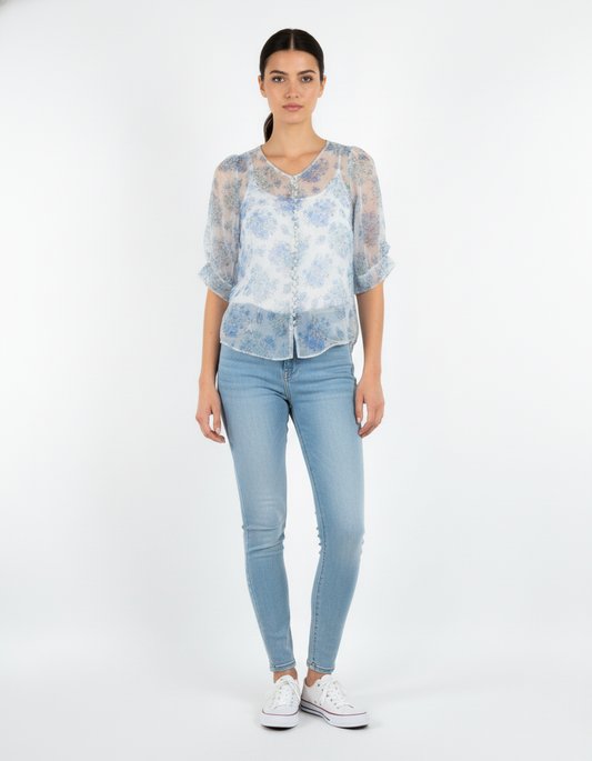 Blouse Bleue et Blanche - Taille XXL/44