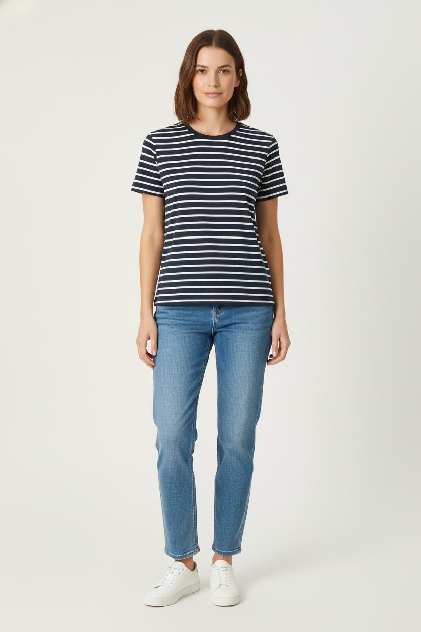 Tee-shirt Rayé Bleu Marine et Blanc - Taille S/36