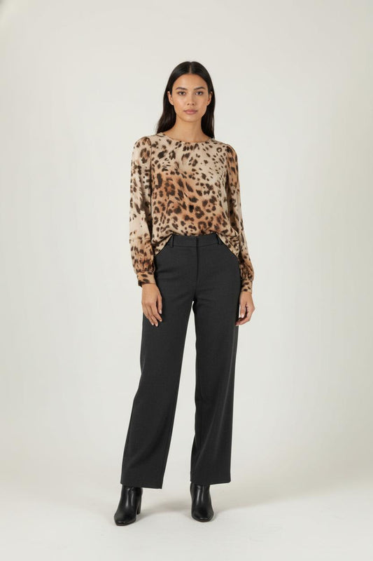 Blouse marron et beige - Taille M/38