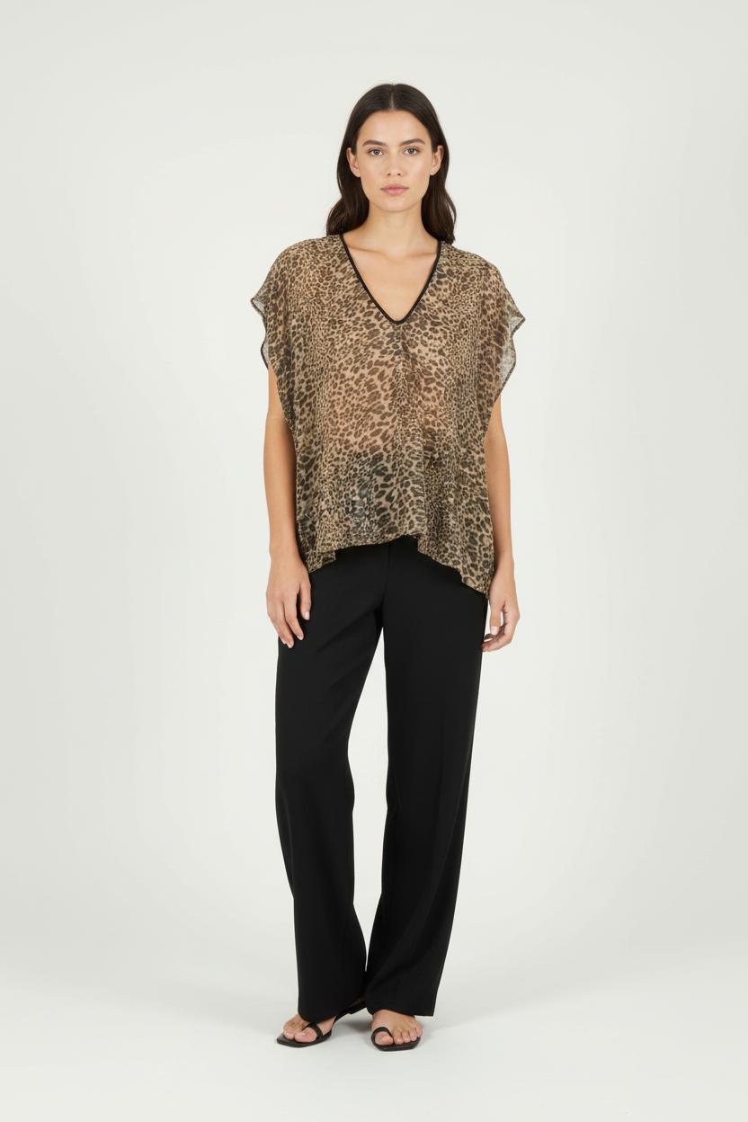 Blouse Léopard Beige et Marron - Taille XL/42