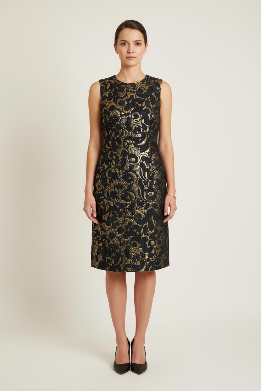 Robe Sans Manches Noire et Dorée - Taille M/38