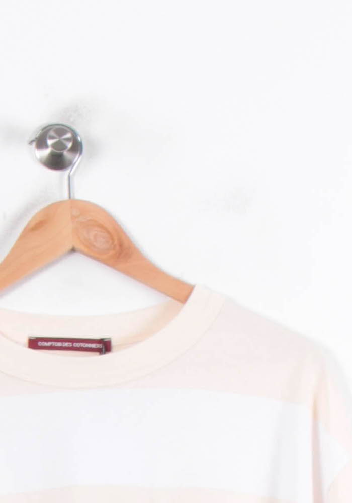 Tee-shirt Rayé Beige et Blanc - Taille M/38