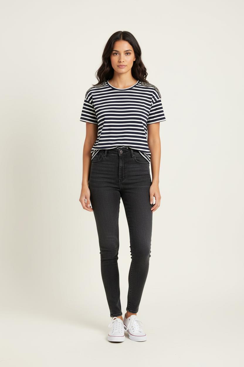 Marinière Bleu Marine et Blanche - Taille S/36