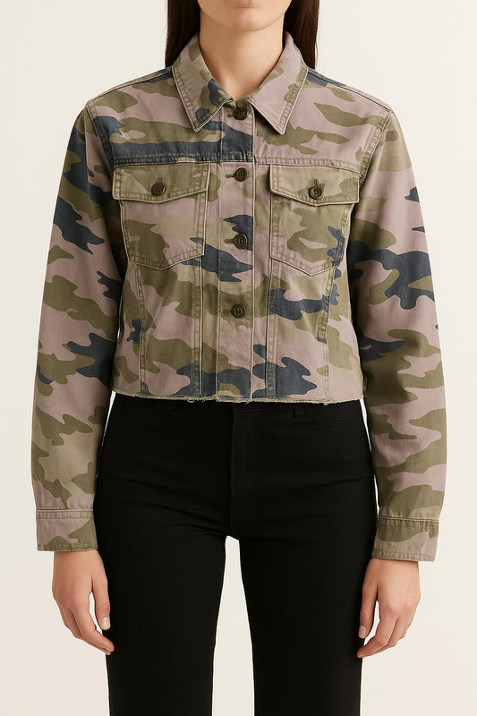 Veste Camouflage Verte et Beige - Taille XS/34
