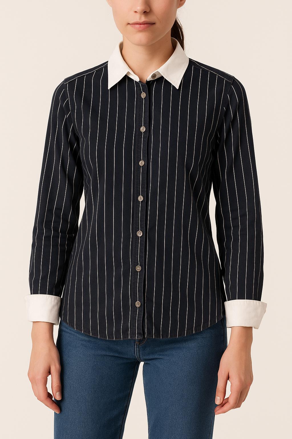 Chemise à Rayures Bleue et Blanche - Taille M/38