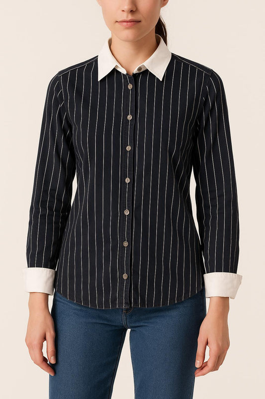 Chemise à Rayures Bleue et Blanche - Taille M/38