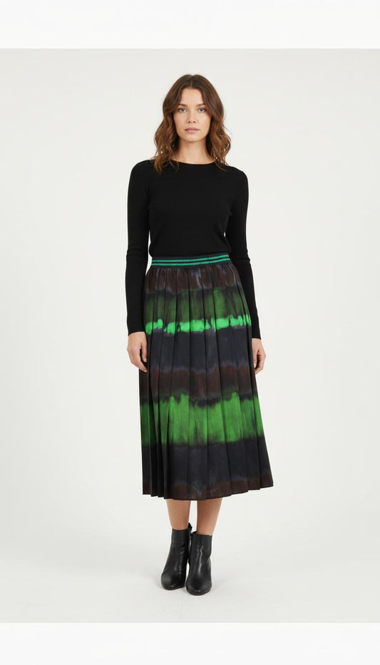 Jupe Plissée Noire et Verte - Taille XXL/44