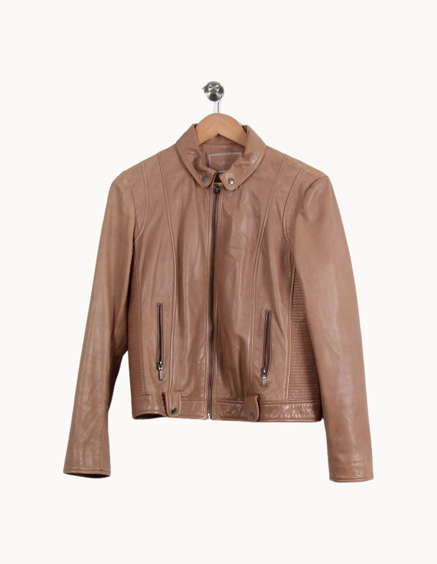 Blouson en Cuir Beige - Taille XL/42