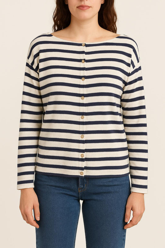 Cardigan Blanc et Bleu Marine - Taille XL/42