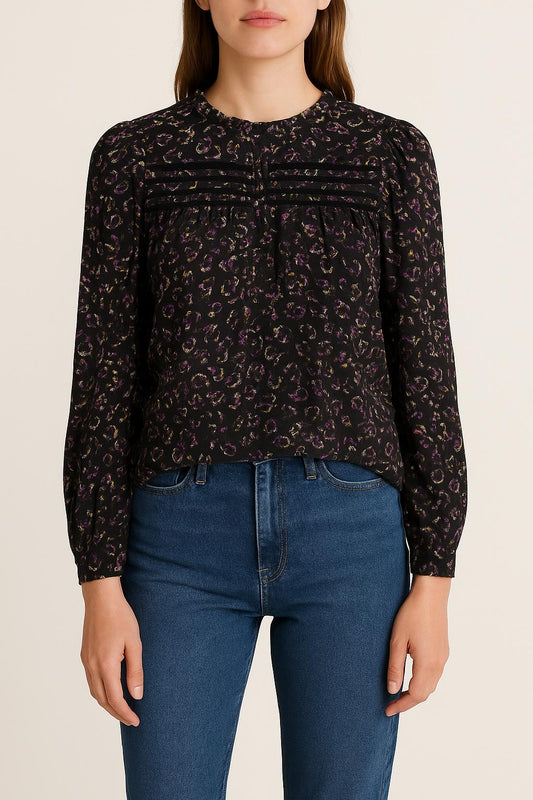 Blouse Noire et Multicolore - Taille XS/34