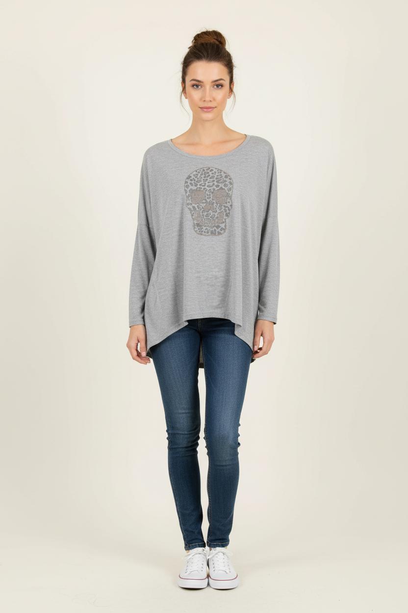 Tee-shirt Manches Longues Gris - Taille XS/34