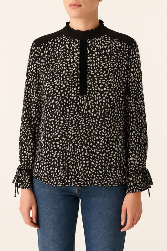 Blouse Noire et Blanche - Taille L/40