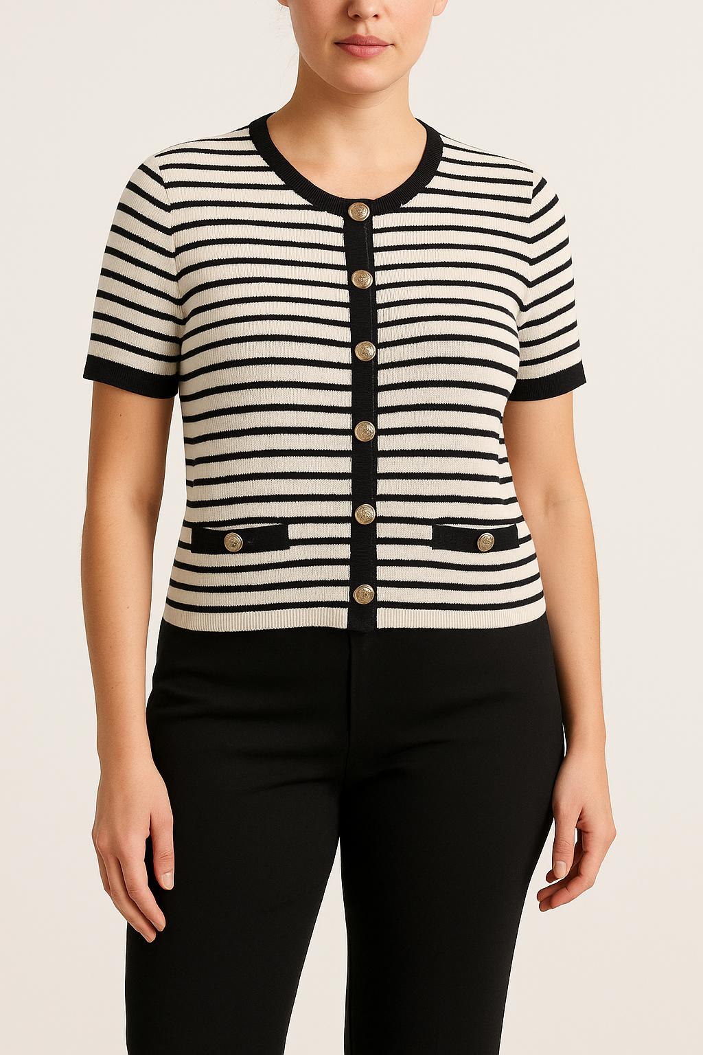 Cardigan Blanc et Noir - Taille L/40