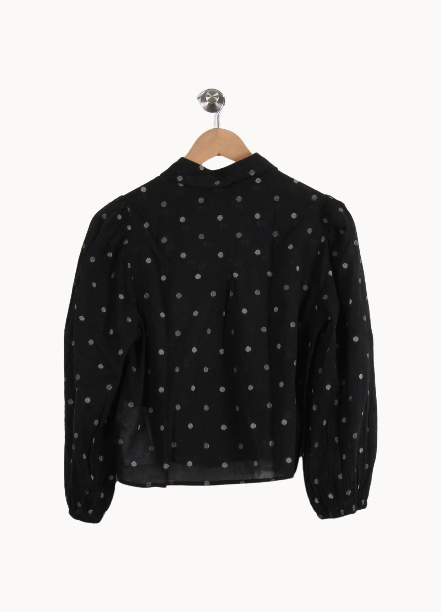 Blouse Noire à Pois Blancs - Taille S/36