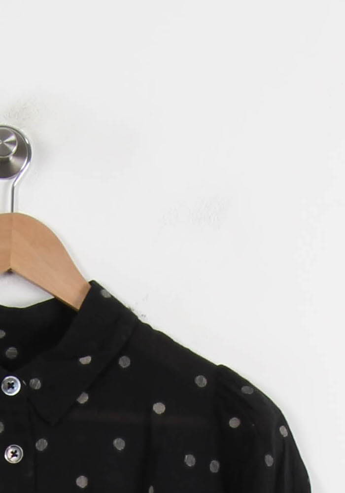 Blouse Noire à Pois Blancs - Taille S/36