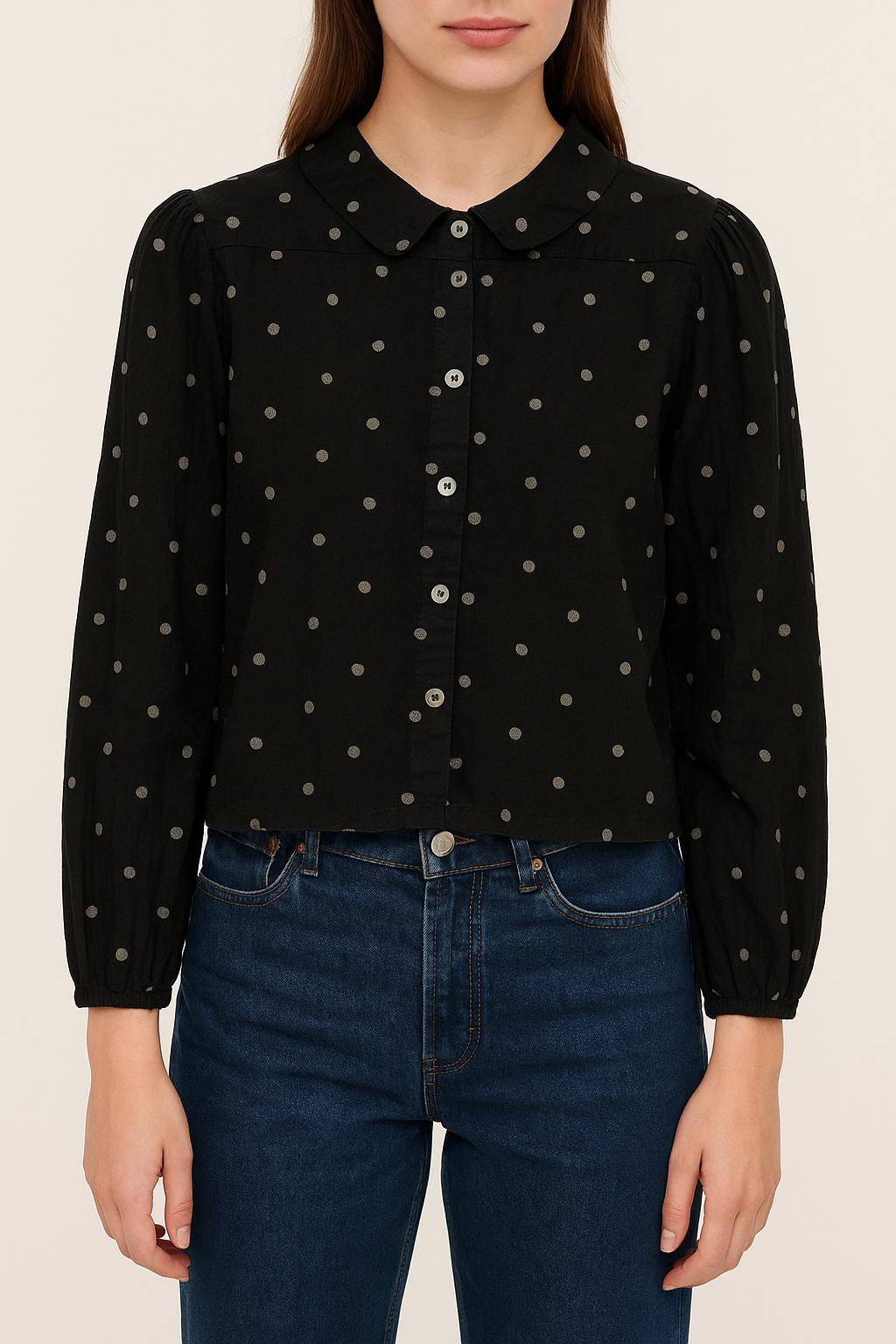 Blouse Noire à Pois Blancs - Taille S/36
