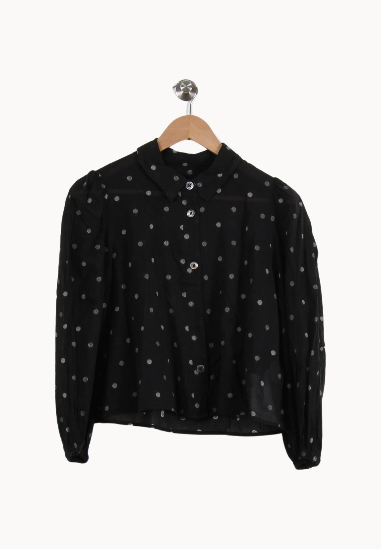 Blouse Noire à Pois Blancs - Taille S/36