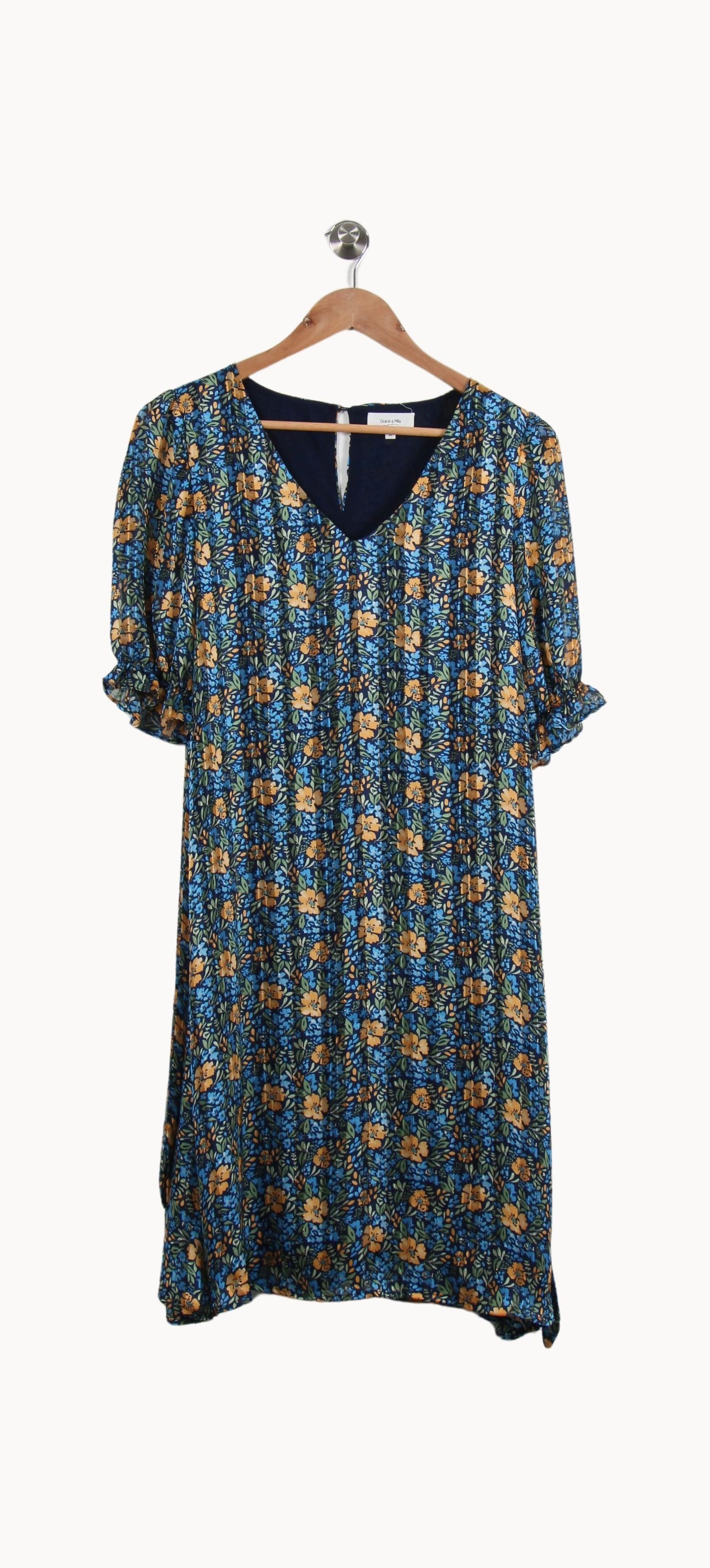 Robe Fleurie Bleue et Jaune - Taille M/38