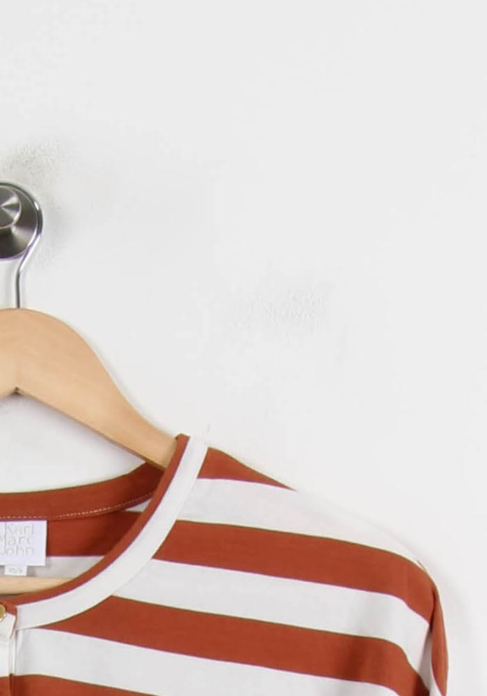 Tee-shirt à Rayures Marron et Blanc - Taille S/36