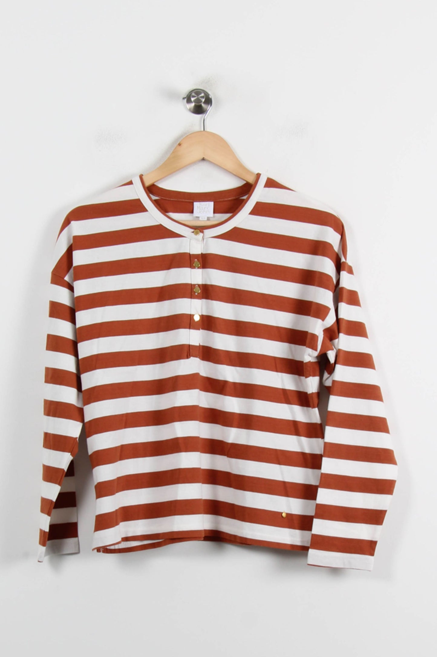 Tee-shirt à Rayures Marron et Blanc - Taille S/36