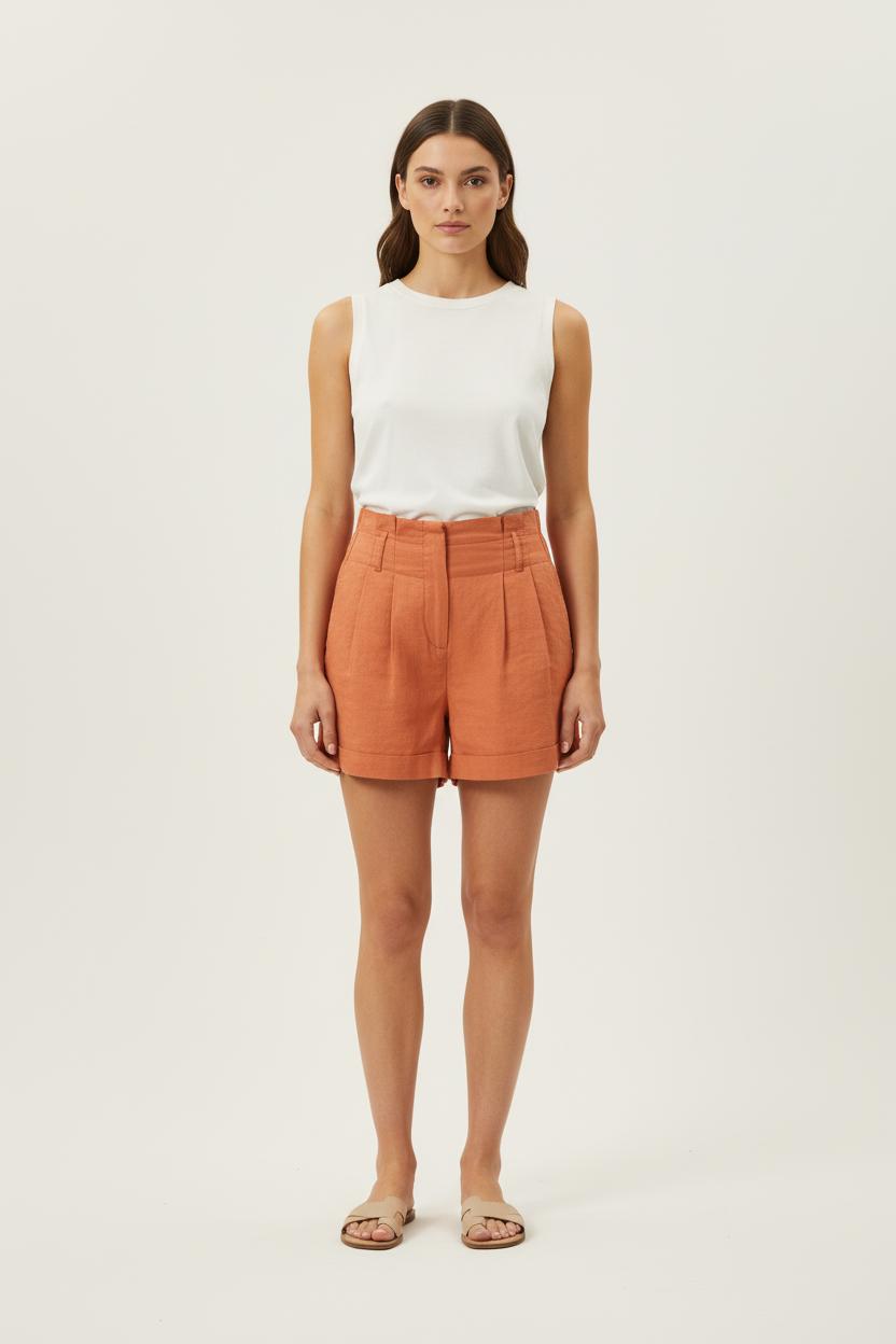 Short Taille Haute Orange - Taille M/38