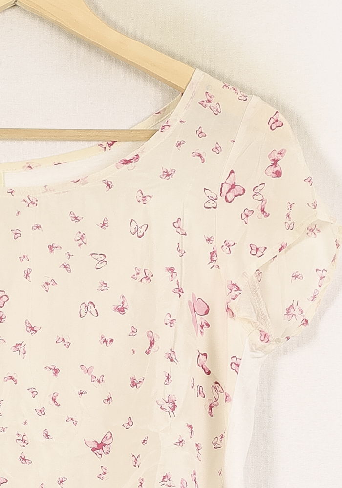 Blouse Blanche et Rose - Taille M/38