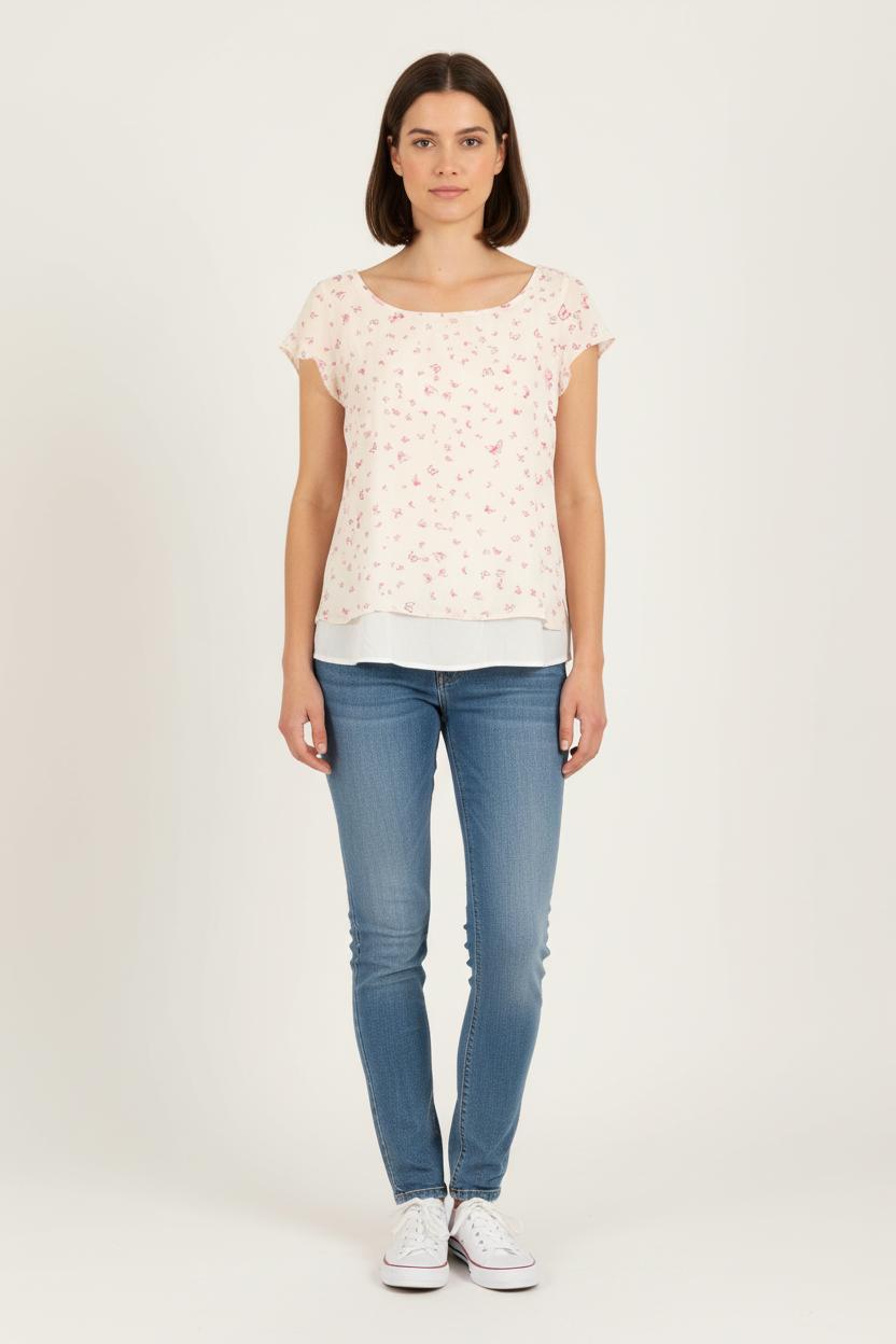 Blouse Blanche et Rose - Taille M/38