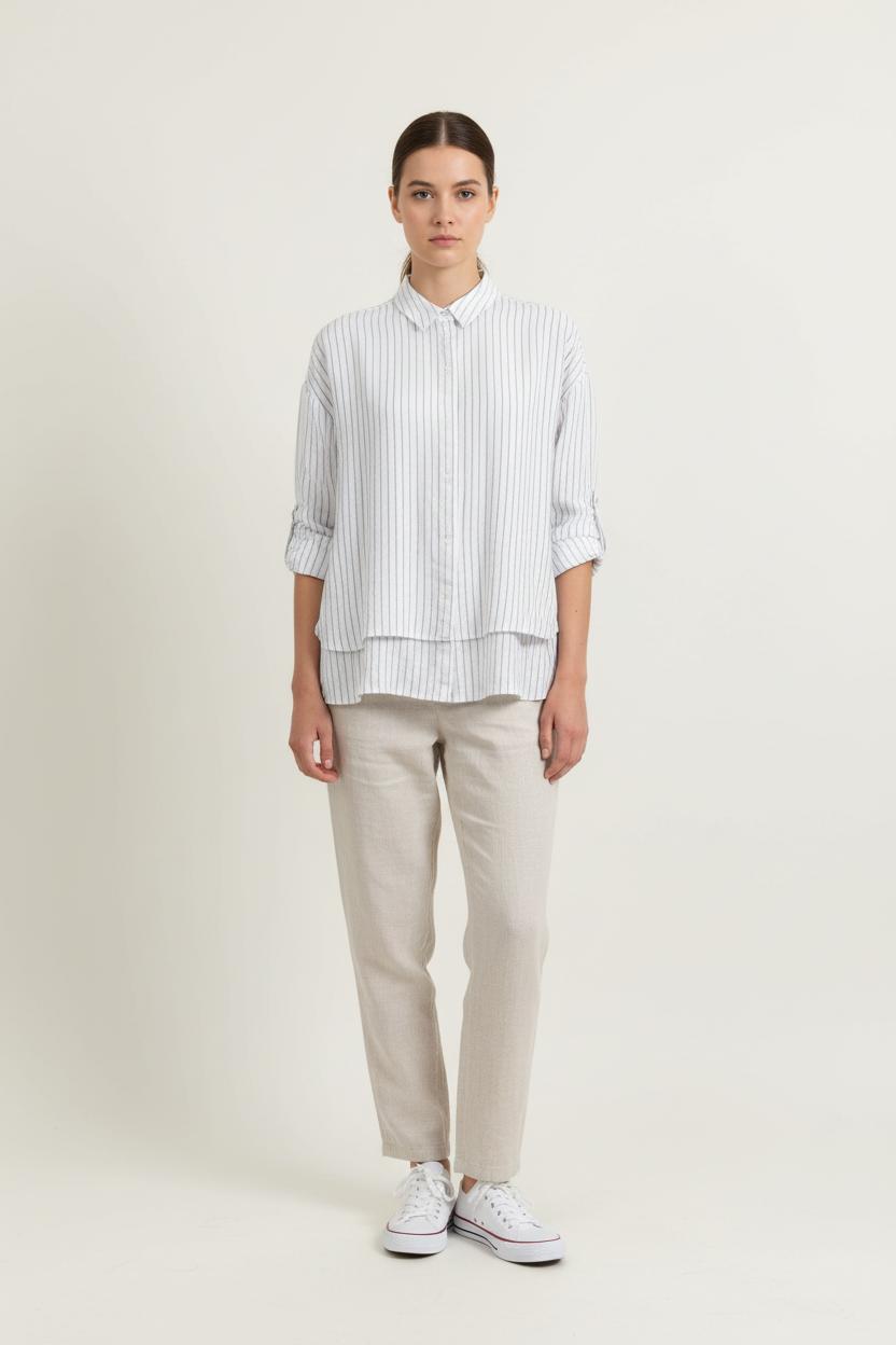 Chemise Rayée Blanche et Bleue - Taille M/38