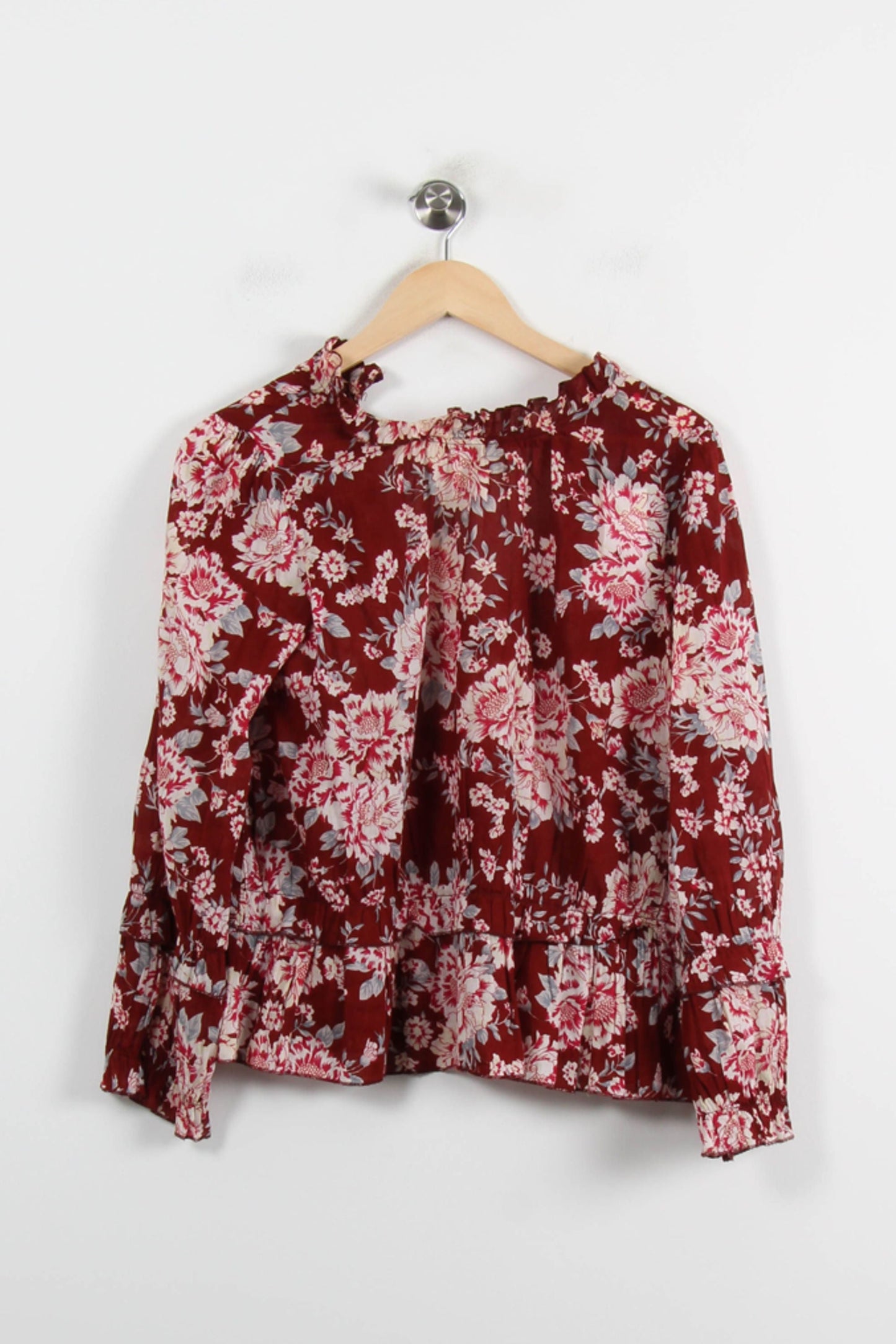 Blouse Bordeau et Blanche - Taille M/38