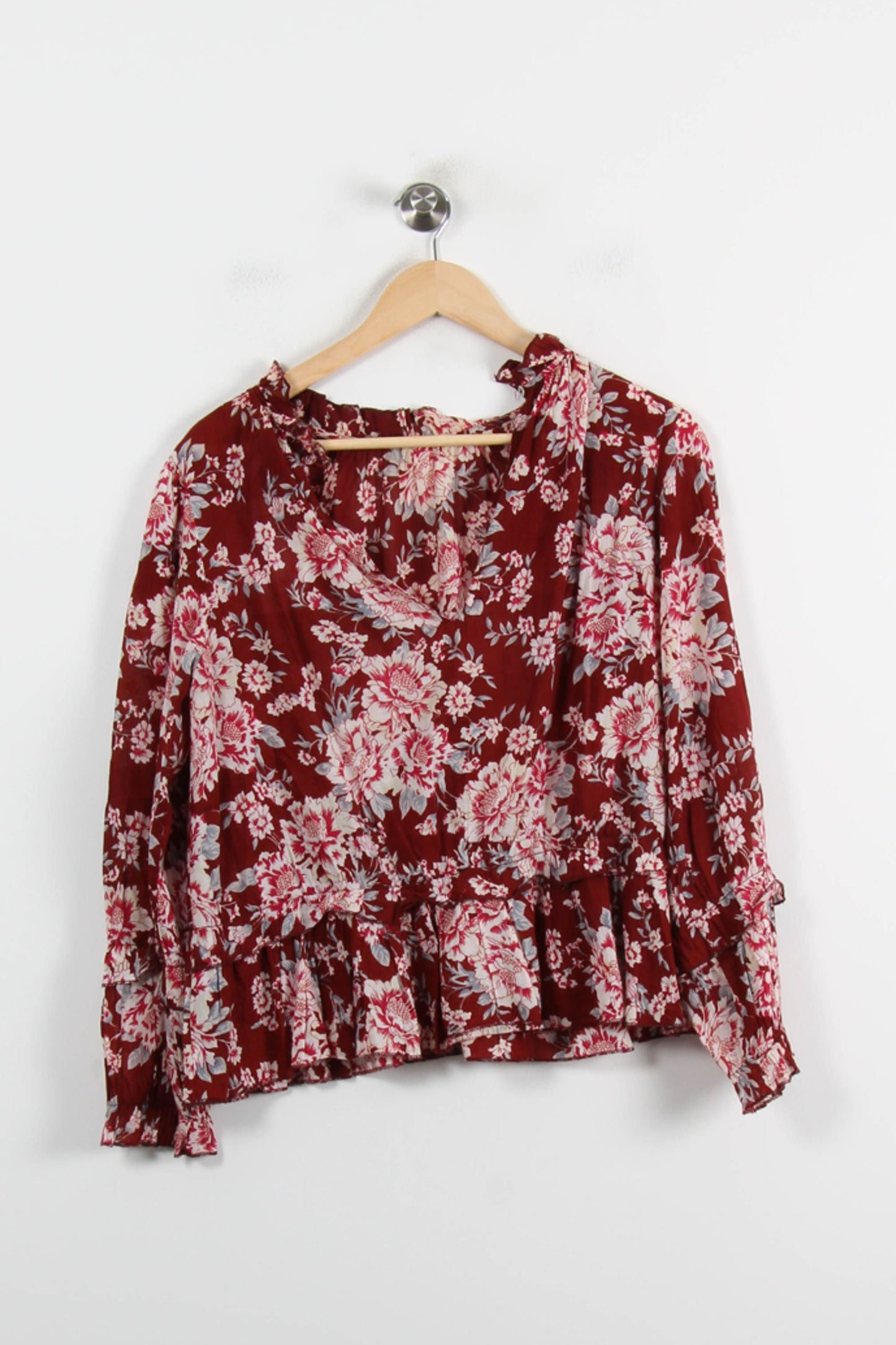 Blouse Bordeau et Blanche - Taille M/38