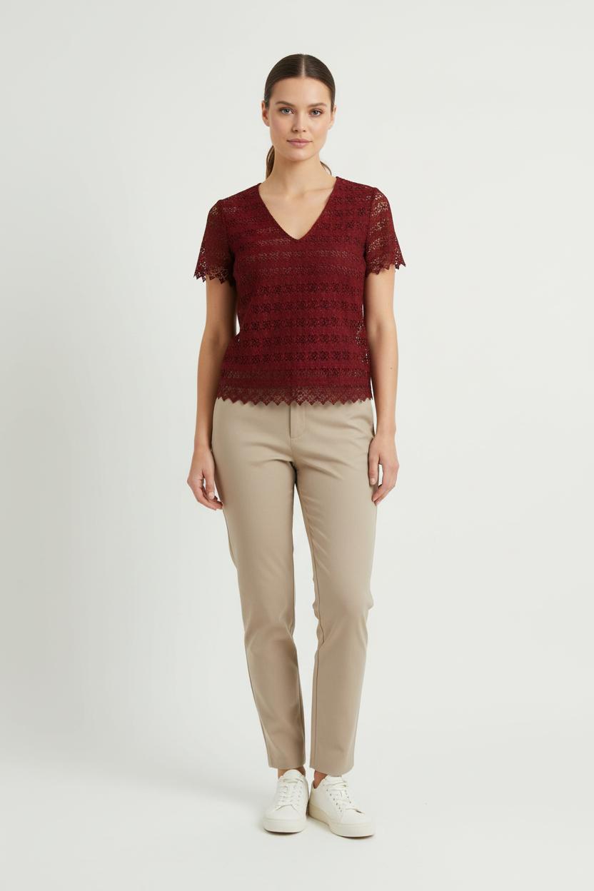 Blouse Dentelle Bordeaux - Taille M/38