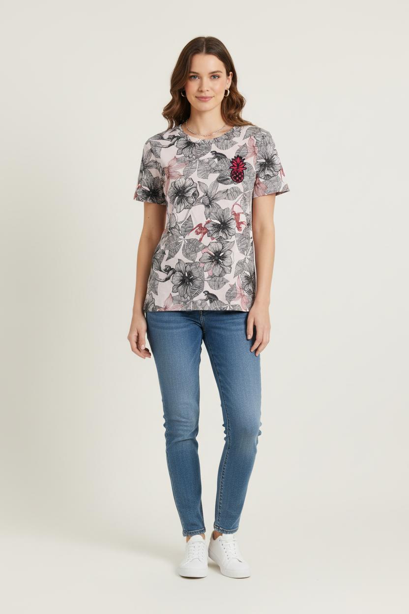 Tee-shirt Rose et Noir - Taille S/36