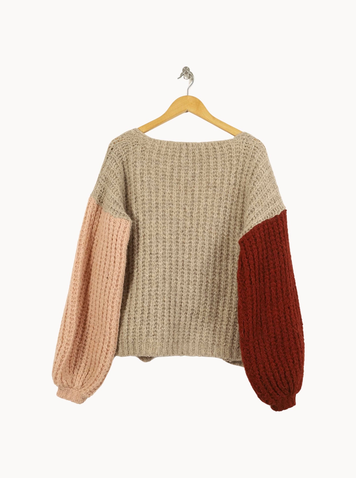 Cardigan Beige Rose et Bordeaux - Taille M/38