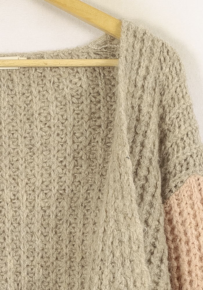 Cardigan Beige Rose et Bordeaux - Taille M/38